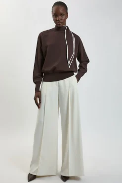 KarenMillen Synthétiquell En Viscose Tricotée Avec Cravate Au Col<Femme Pulls Et Gilets|Toutes Les Mailles