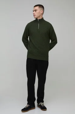 Synthétiquell Géométrique Tricoté Coupe Regular avec Zip 1/4