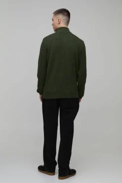 Synthétiquell Géométrique Tricoté Coupe Regular avec Zip 1/4