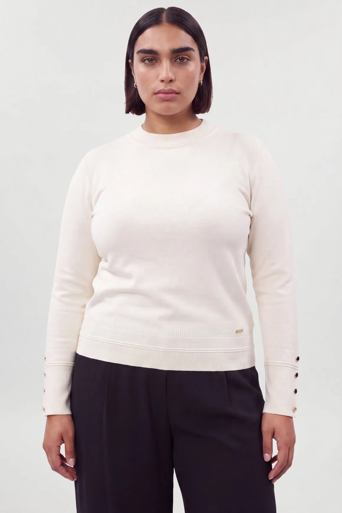 Synthétiquell Grande Taille Col Montant En Maille Mélangée Viscose Forever
