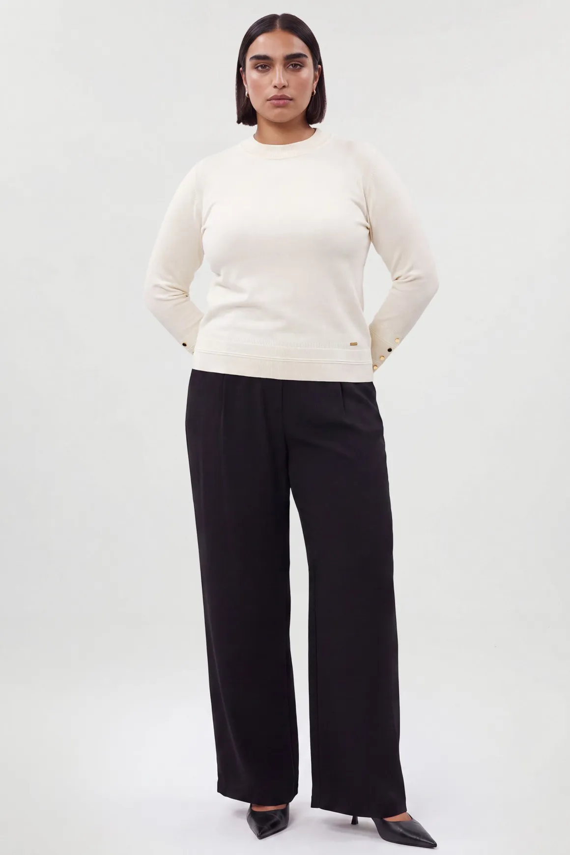 Synthétiquell Grande Taille Col Montant En Maille Mélangée Viscose Forever