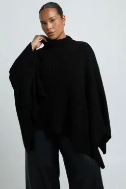 Synthétiquell Grande Taille À Détail Cape En Maille