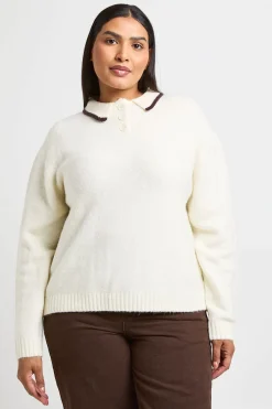 Synthétiquell Grande Taille En Maille Épaisse À Col Contrasté