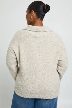 boohoo Synthétiquell Grande Taille En Maille Bouclée À Col Et Poche Plaquée<Femme Pulls Et Gilets|Toutes Les Mailles