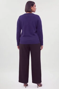 Synthétiquell Grande Taille À Encolure En V Et Manches Longues En Maille De Viscose Mélangée Avec Détails Tricotés