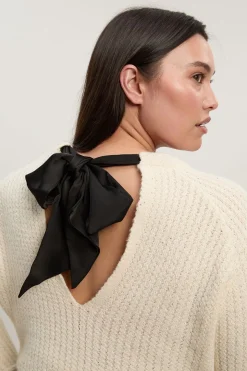 synthétiquell Grande Taille à Sequins Tricot avec Nœud