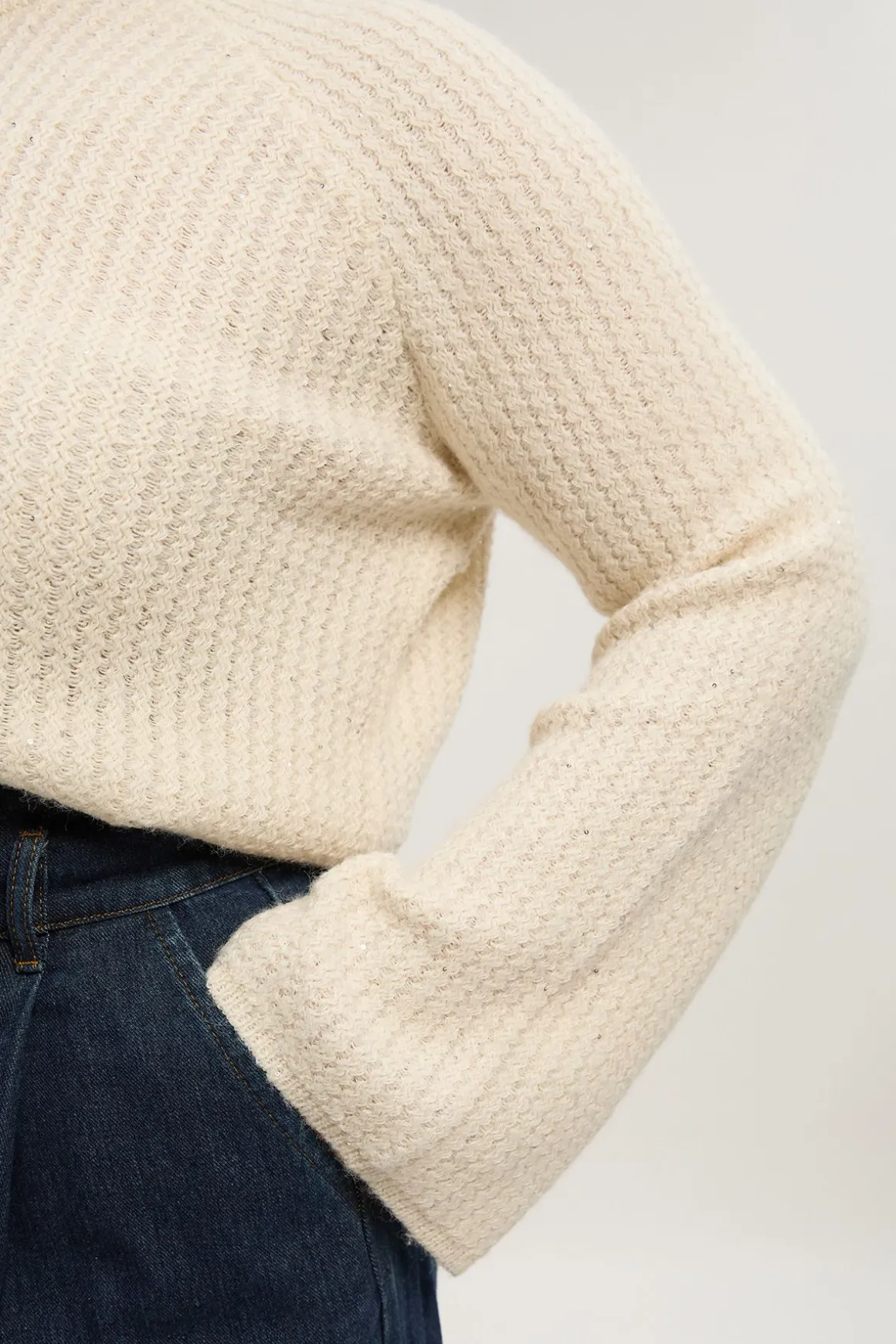 synthétiquell Grande Taille à Sequins Tricot avec Nœud