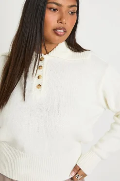 synthétiquell Grande Taille Tricoté à Col Henley