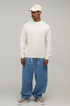 Synthétiquell Henley À Coupe Regular Avec Empiècements Raglan