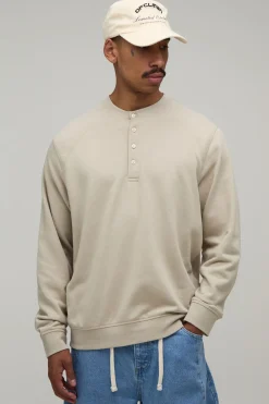 Synthétiquell Henley À Coupe Regular Avec Empiècements Raglan