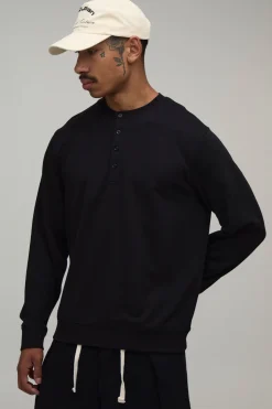 Synthétiquell Henley À Coupe Regular Avec Empiècements Raglan