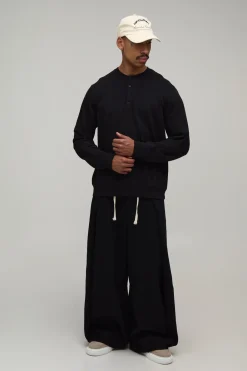 Synthétiquell Henley À Coupe Regular Avec Empiècements Raglan