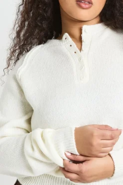 synthétiquell Henley Tricoté Grande Taille à Coutures Apparentes