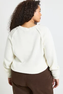 synthétiquell Henley Tricoté Grande Taille à Coutures Apparentes