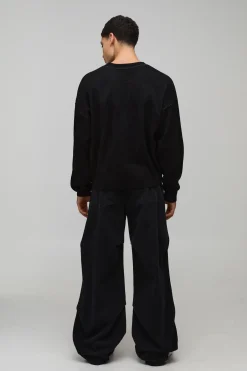 boohooMAN synthétiquell Jacquard Gothique Ample et Décontracté<Homme Maille|Mailles