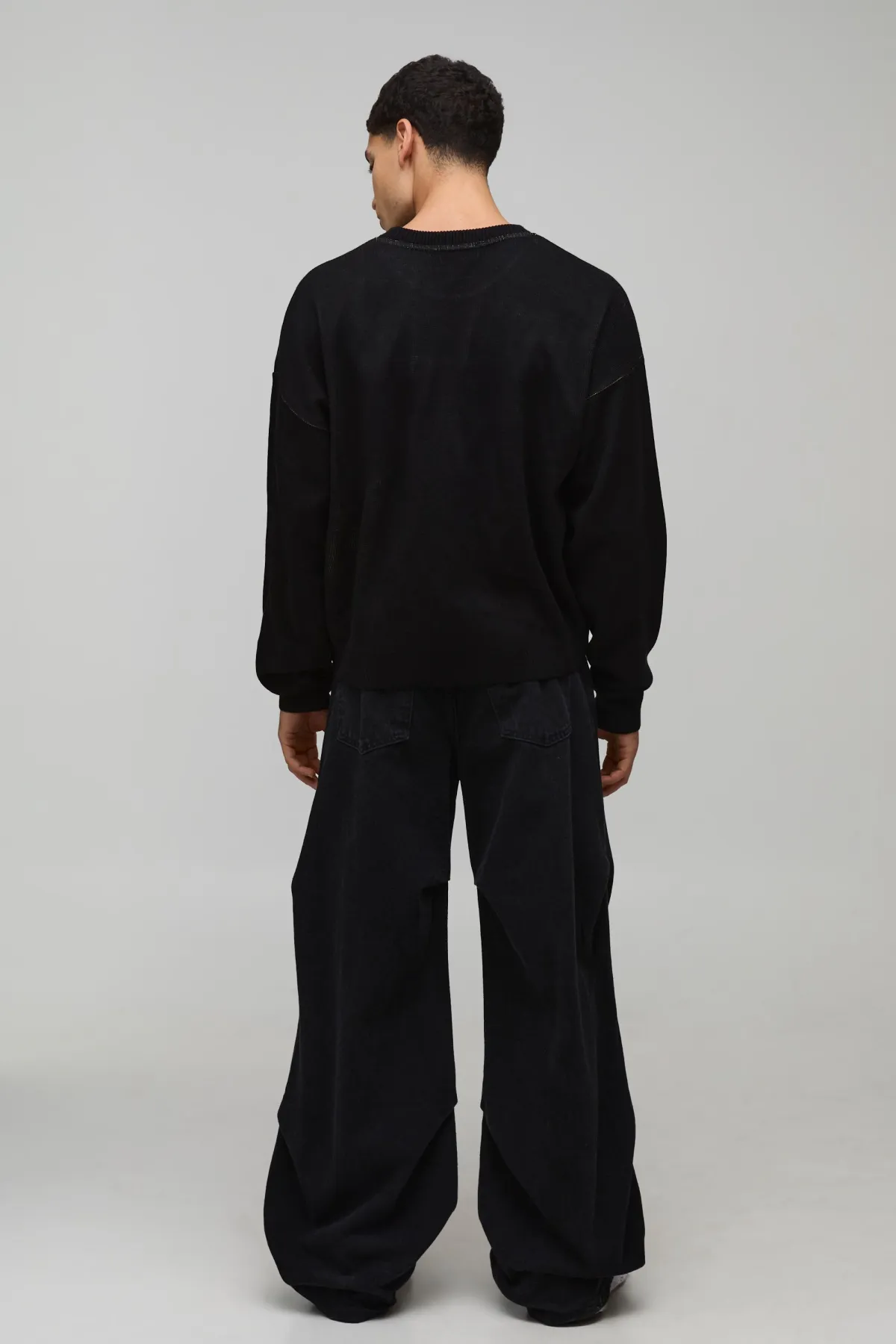 boohooMAN synthétiquell Jacquard Gothique Ample et Décontracté<Homme Maille|Mailles