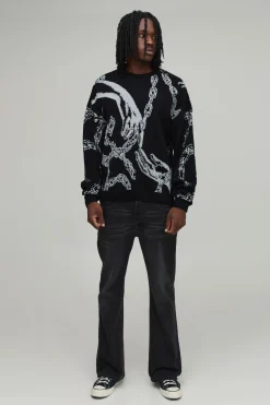 Synthétiquell Jacquard À Motif Chaînes Gothiques Coupe Ample Tall
