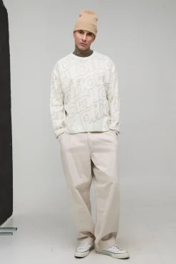 synthétiquell Jacquard Tricoté Oversize Grande Taille avec Logo