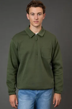 Burton synthétiquell Jersey Kaki à Col Demi-Zip<Homme Sweats À Capuche Et Sweatshirts|Sweats À Capuche Et Sweats