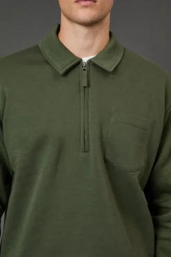 Burton synthétiquell Jersey Kaki à Col Demi-Zip<Homme Sweats À Capuche Et Sweatshirts|Sweats À Capuche Et Sweats
