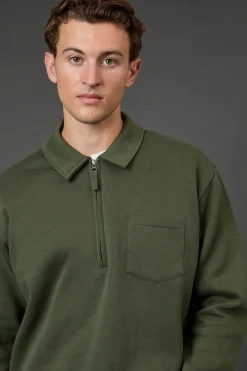 Burton synthétiquell Jersey Kaki à Col Demi-Zip<Homme Sweats À Capuche Et Sweatshirts|Sweats À Capuche Et Sweats