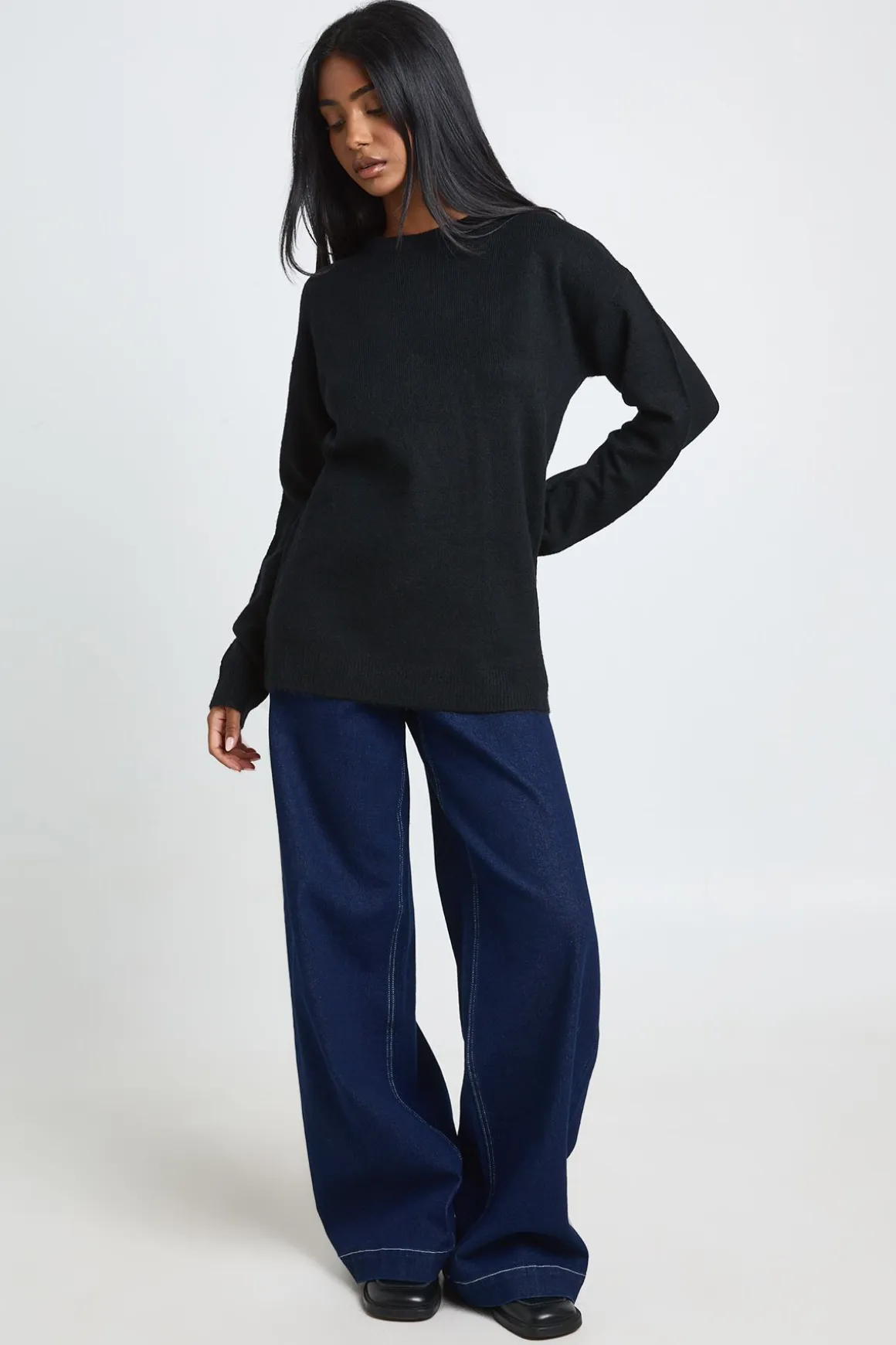 Synthétiquell Long Col Rond En Maille