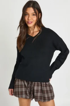 boohoo Synthétiquell Long En Maille Douce À Col V<Femme Pulls Et Gilets|Toutes Les Mailles