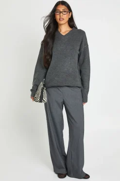 boohoo Synthétiquell Long Oversize En Maille Douce À Col V Pour Grandes Tailles<Femme Pulls Et Gilets|Toutes Les Mailles