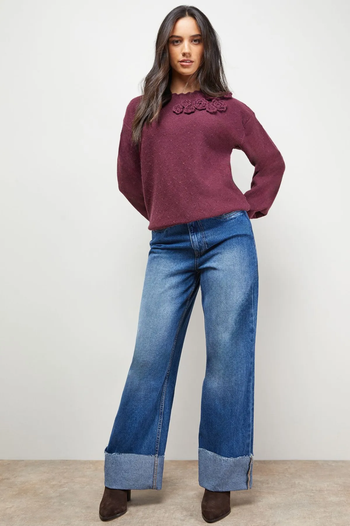 Oasis synthétiquell à Manches Longues avec Détail Floral<Femme Pulls Et Gilets|Toutes Les Mailles