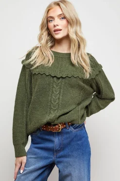 synthétiquell à Motif Torsadé avec Détails en Crochet