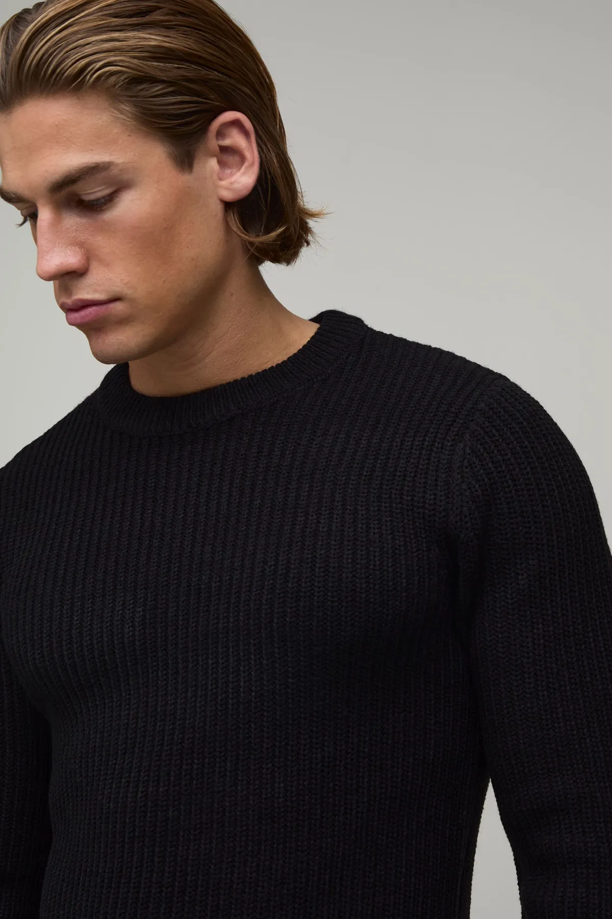 boohooMAN Synthétiquell Moulant Côtelé En Maille Ajustée<Homme Maille|Mailles