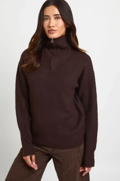 boohoo Synthétiquell Oversize À Col Zippé En Grosse Maille<Femme Pulls Et Gilets|Toutes Les Mailles