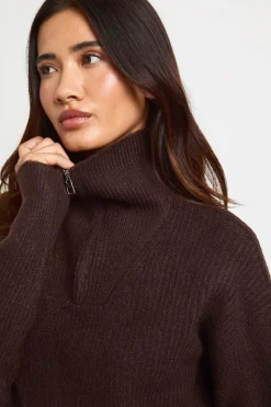 boohoo Synthétiquell Oversize À Col Zippé En Grosse Maille<Femme Pulls Et Gilets|Toutes Les Mailles