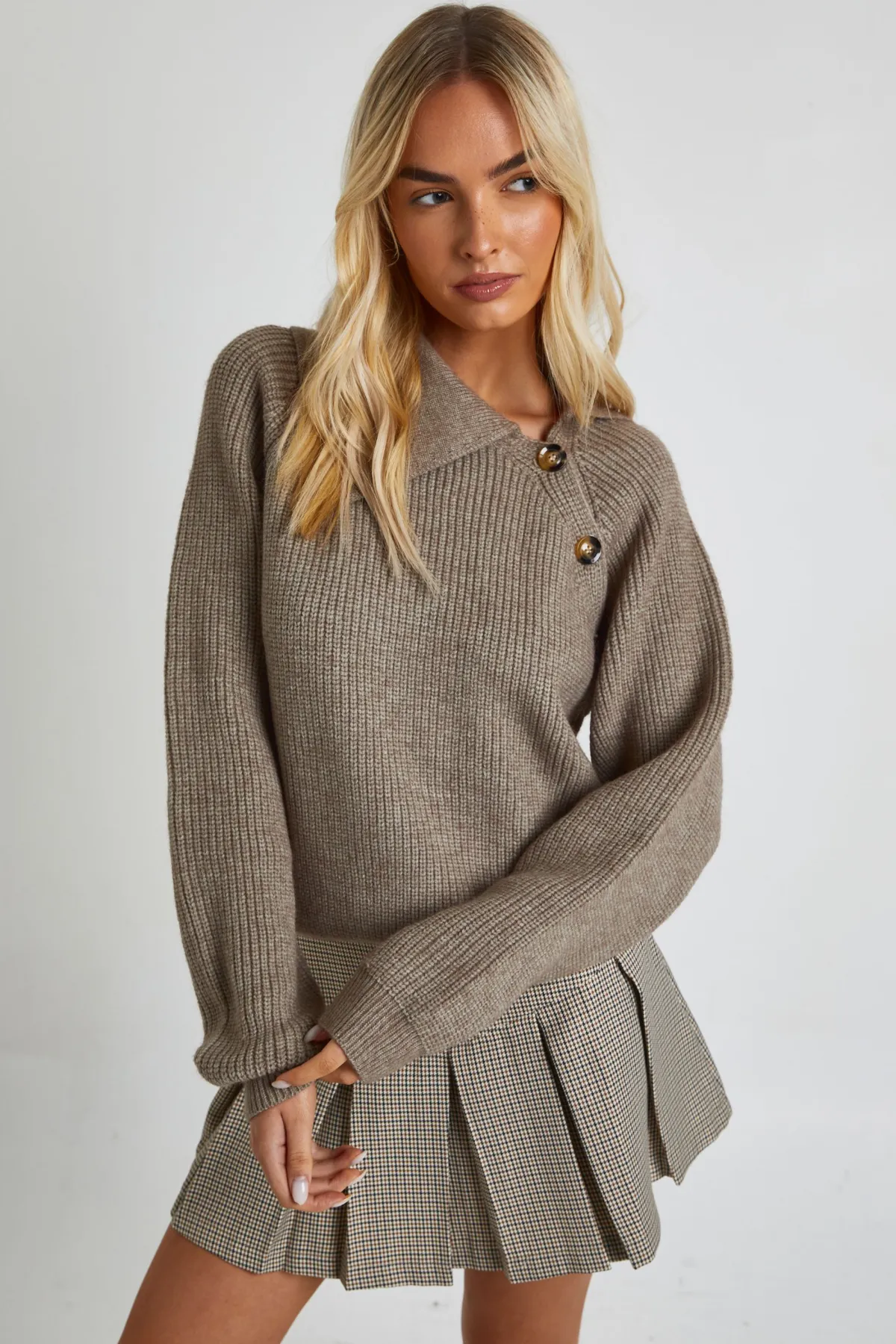 boohoo Synthétiquell Oversize en Maille Douce avec Détail Col Boutonné<Femme Pulls Et Gilets|Toutes Les Mailles