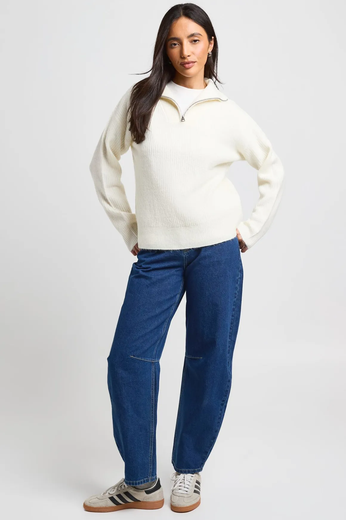 Synthétiquell Oversize En Maille Épaisse Avec Col Zippé