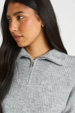 Synthétiquell Oversize Grande Taille En Grosse Maille À Col Zippé
