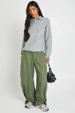 Synthétiquell Oversize Grande Taille En Grosse Maille À Col Zippé