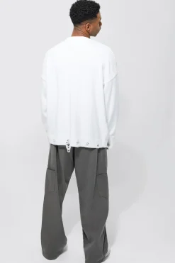 synthétiquell Oversize à Ourlet Usé et Détail Cœur