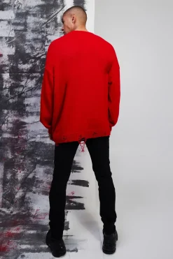 synthétiquell Oversize à Ourlet Usé et Détail Cœur