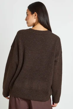 boohoo Synthétiquell Oversize Ultra Doux À Col V<Femme Looks Chocolat|Pulls Et Gilets