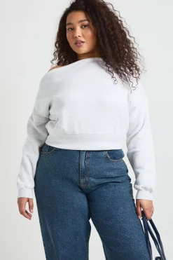 boohoo Synthétiquell Épaules Dénudées Oversize Grande Taille<Femme Sweats À Capuche Et Sweats|Sweats À Capuche Et Sweatshirts