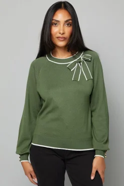 Wallis synthétiquell Petite avec Nœud au Col et Finitions Contrastées<Femme Pulls Et Gilets|Toutes Les Mailles