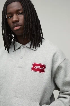 Synthétiquell Polo Ample Oversize En Maille Épaisse Avec Écusson Brodé