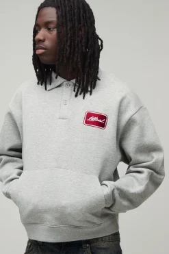 Synthétiquell Polo Ample Oversize En Maille Épaisse Avec Écusson Brodé