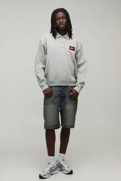 Synthétiquell Polo Ample Oversize En Maille Épaisse Avec Écusson Brodé