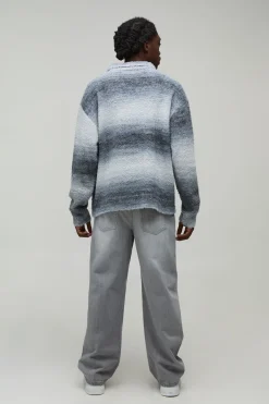 boohooMAN Synthétiquell Polo Décontracté En Maille Duveteuse Dégradée<Homme Maille|Mailles