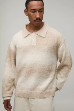 Synthétiquell Polo Tricoté Ombré Doux Et Moelleux Coupe Décontractée