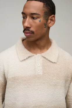 Synthétiquell Polo Tricoté Ombré Doux Et Moelleux Coupe Décontractée
