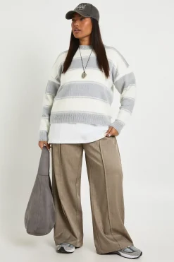synthétiquell Rayé Chiné Oversize Grande Taille