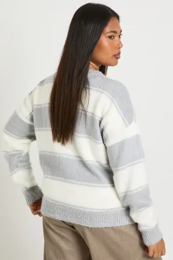 synthétiquell Rayé Chiné Oversize Grande Taille